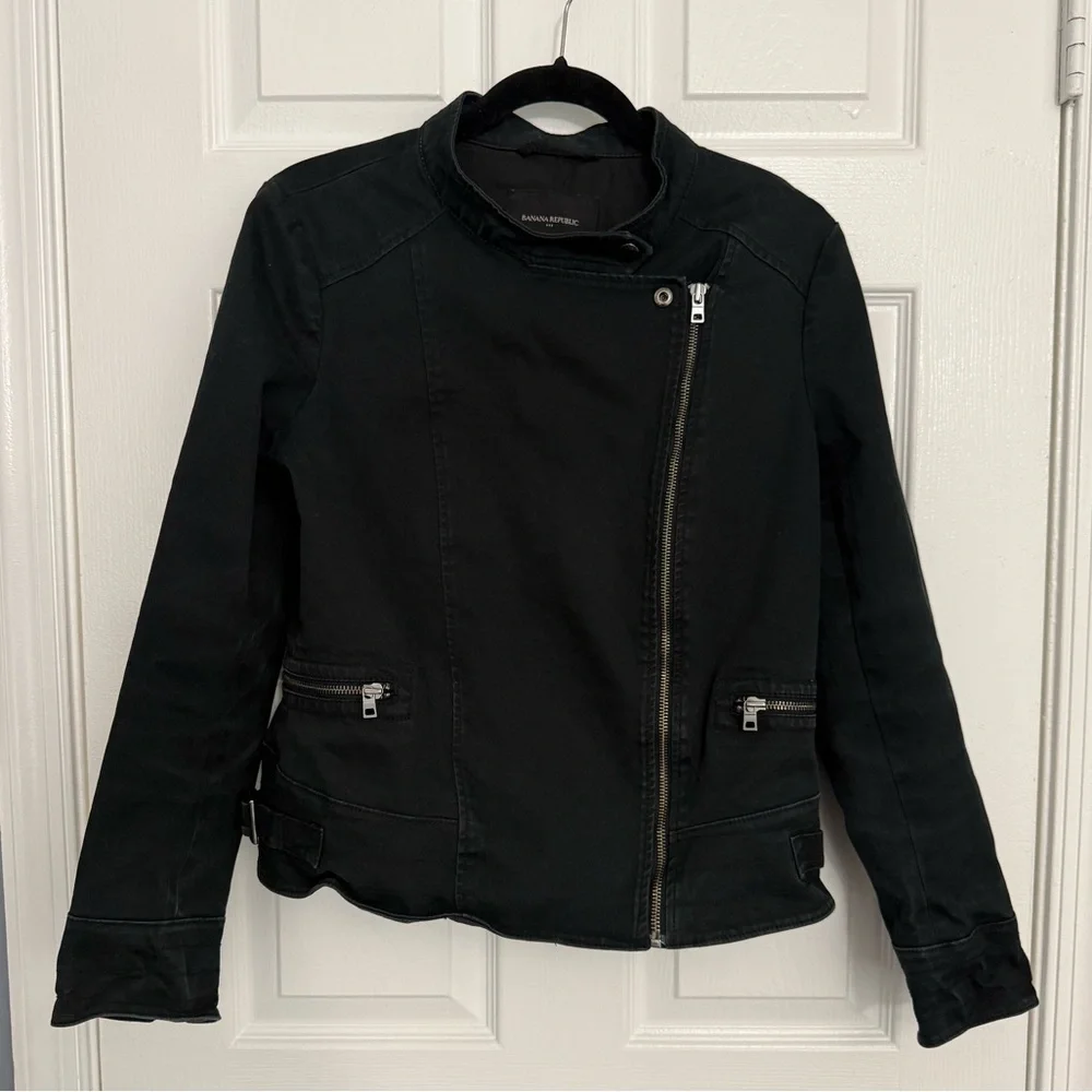 Banana Republic Women’s Moto Black Lightweight Jacket - Picture 2 of 4